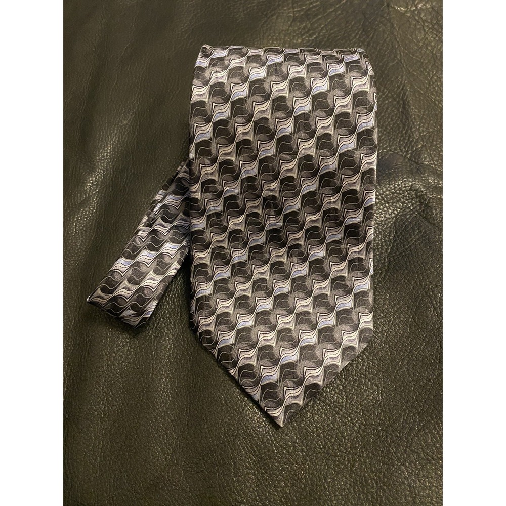 CARLOS DEVENEZIA BLACK/BLUE/GREY 100% Silk Handmade Necktie POWER Executive Tie